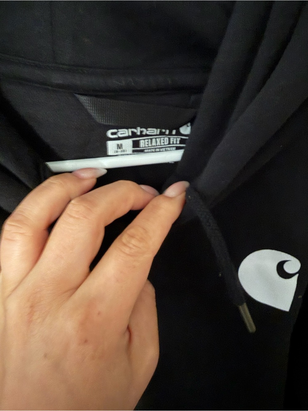 Carhartt Women’s Black Crewneck Hoodie with White Logo - Picture 2 of 3